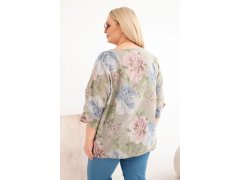 Dámská bavlněná halenka Plus Size s krátkým rukávem a květinovým vzorem fango 2