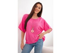 Dámská bavlněná halenka oversize s krátkým rukávem růžová 1