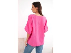 Dámská bavlněná halenka oversize s krátkým rukávem růžová 2