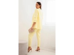 Elegantní komplet saka s kalhotami žlutý 2