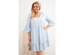 Dámské šaty Plus Size z viskózy s ažurovým zdobením modrá 1