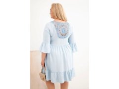 Dámské šaty Plus Size z viskózy s ažurovým zdobením modrá 2