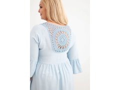 Dámské šaty Plus Size z viskózy s ažurovým zdobením modrá 3