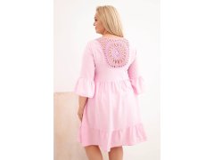 Dámské šaty Plus Size z&nbsp;viskózy s&nbsp;ažurovým zdobením bonbónově růžová 2