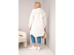 Dámský kabát Plus Size s kapucí zapínaný na knoflíky světle béžový 2