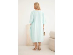 Dámské šaty Plus Size z viskózy s kapsami krátký rukáv mátová 2