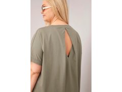 Dámská halenka Plus Size bavlněná s krátkým rukávem khaki 3