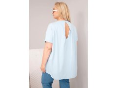 Dámská bavlněná halenka Plus Size s krátkým rukávem modrá 2