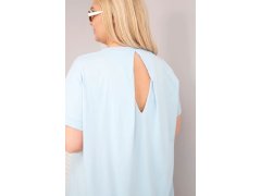 Dámská bavlněná halenka Plus Size s krátkým rukávem modrá 3