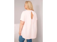 Dámská plus size bavlněná halenka s krátkým rukávem bonbónově růžová 2