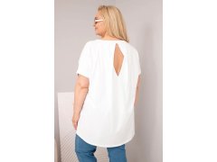 Dámská halenka Plus Size bavlněná s krátkým rukávem bílá 2