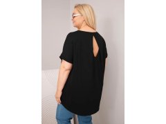 Dámská halenka Plus Size bavlněná s&nbsp;krátkým rukávem černá 2