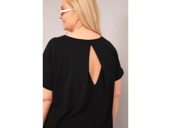 Dámská halenka Plus Size bavlněná s&nbsp;krátkým rukávem černá 3