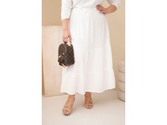 Dámská sukně Plus Size bavlněná mušelínová s volánem a gumou bílá 2