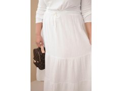 Dámská sukně Plus Size bavlněná mušelínová s volánem a gumou bílá 3