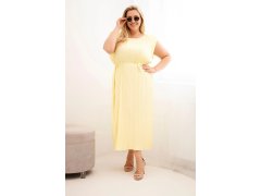 Dámské šaty Plus Size z viskózy, plisované s vázáním žlutá 1