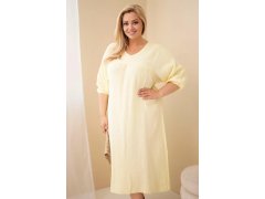 Dámské šaty plus size bavlněné mušelínové s výstřihem do V žlutá 2