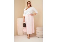 Dámská sukně Plus Size bavlněná mušelínová s&nbsp;volánem a&nbsp;gumou bonbónově růžová 1