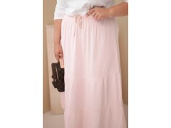 Dámská sukně Plus Size bavlněná mušelínová s&nbsp;volánem a&nbsp;gumou bonbónově růžová 3