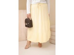 Dámská sukně plus size z bavlněného mušelínu s volánem a gumou žlutá 2
