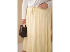 Dámská sukně plus size z bavlněného mušelínu s volánem a gumou žlutá 3