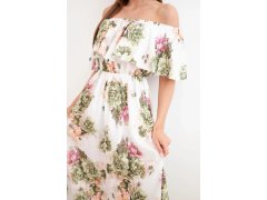 Dámské viskózové šaty Carmen s květinovým vzorem khaki 3
