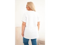 Dámská bavlněná halenka Plus Size s peříčky bílá 2