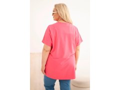 Dámská bavlněná halenka Plus Size s&nbsp;peříčky růžová 2