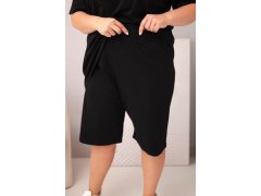 Dámská bavlněná souprava Plus Size s halenkou a kraťasy černá 3