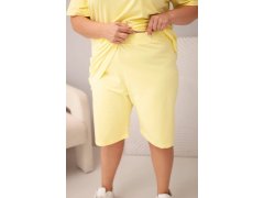 Dámský bavlněný komplet Plus Size s halenkou a šortkami žlutý 2