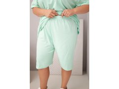 Dámský bavlněný komplet Plus Size s halenkou a šortkami mátový 3