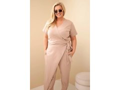 Dámský bavlněný overal Plus Size se zavazováním v pase fango 3