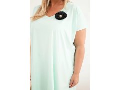 Dámské bavlněné šaty Plus Size s&nbsp;broží a&nbsp;výstřihem mátová 3