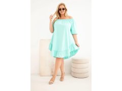 Dámské plus size bavlněné šaty s volánem mátová 1