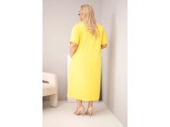 Dámské bavlněné šaty Plus Size s&nbsp;výstřihem do V žlutá 2