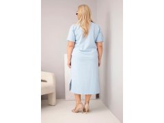 Dámské bavlněné šaty Plus Size s výstřihem do V modrá 2
