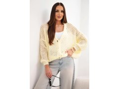 Dámský svetr oversize s knoflíky vykládaný žlutý 1