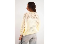 Dámský svetr oversize s knoflíky vykládaný žlutý 2