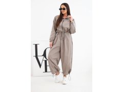 Dámská bavlněná souprava s&nbsp;oversized kalhotami a&nbsp;kontrastními lampasy fango zelená 1