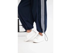 Dámský bavlněný komplet s oversized kalhotami a kontrastními lampasy modrý 3