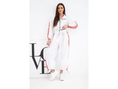 Dámský bavlněný komplet s&nbsp;oversized kalhotami a&nbsp;kontrastními lampasy bílý 1