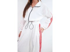 Dámský bavlněný komplet s&nbsp;oversized kalhotami a&nbsp;kontrastními lampasy bílý 3