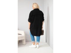 Dámská košile Plus Size z viskózy manšestrová s připínacími rukávy černá 2