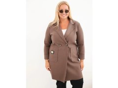 Dámský elegantní kabát Plus Size s límcem a velkými kapsami fango 1