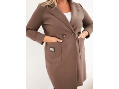 Dámský elegantní kabát Plus Size s límcem a velkými kapsami fango 2