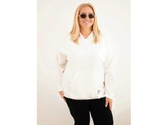 Dámská mikina Plus Size z viskózy s kapucí a klokankovou kapsou ecru 1