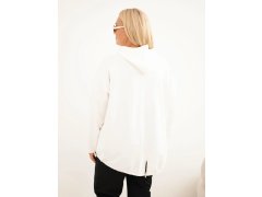 Dámská mikina Plus Size z viskózy s kapucí a klokankovou kapsou ecru 2