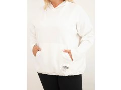 Dámská mikina Plus Size z viskózy s kapucí a klokankovou kapsou ecru 3