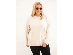 Dámská mikina Plus Size z viskózy s kapucí a klokánkou kapsou béžová 1
