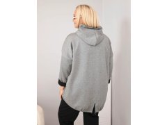 Dámská mikina Plus Size z viskózy s kapucí a ozdobnými pásky tmavě šedá 2